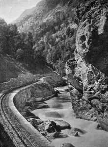 Early autotype of the gorges in the Bernese Oberland