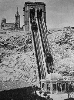Early autotype of the L'Ascenseur de Notre-Dame-de-la-Garde funicular