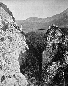 Early autotype of the Pont de l'Abime bridge at Aix-les-Bains