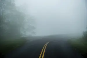 Early morning drive through blue ridge parkway in spring