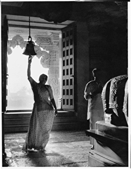 Early morning prayer, Somnath temple, Saurashtra, Gujarat, India, Asia, 1963, Asia