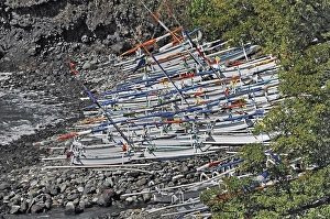 East coast with outrigger boats near Amed, Bali, Indonesia, Asia