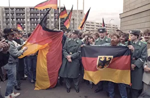 East Germans are waiting for the arrival of Chancellor Helmut Kohl