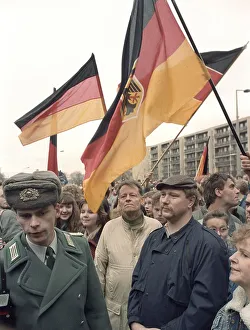 East Germans are waiting for the arrival of Chancellor Helmut Kohl