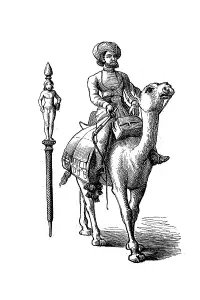 East Indian postal clerk and a bronze stylus for engraving writing in wax tablets