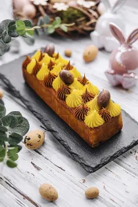 Easter cake with chocolate and vanilla cream