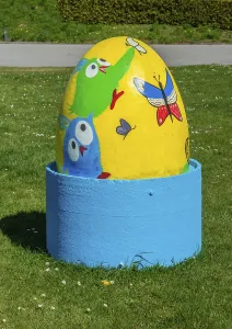 Easter eggs, public Easter decoration in Tomelilla