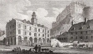 Edinburgh castle from the Vennel