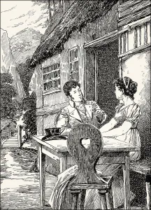 Eduard with Ottilie, scene from the novel Elective Affinities