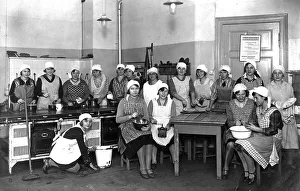 Education housekeeping, housemaids posing in the kitchen