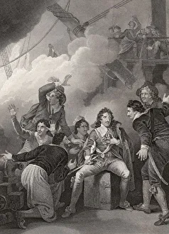 Edward Montagu, 1st Earl of Sandwich at the Battle of Solebay on 28 May 1672