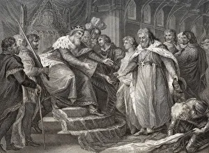 Edward Prince of Wales presenting the captive King John II of France and his son to his father Edward III