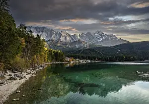 Eibsee lake with Zugspitze massif and Zugspitze
