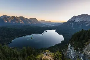 Eibsee lake and Zugspitze massif with Zugspitze