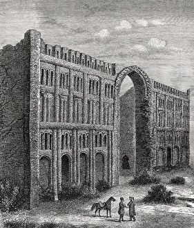 El-Kasr, palace of Babylon, drawing from the 19th century