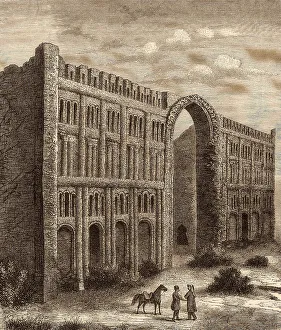 El-Kasr, palace of Babylon, drawing from the 19th century