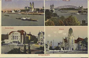 Elbe and cathedral, museum, of Magdeburg