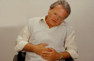 Elderly man with pain, stomach ache