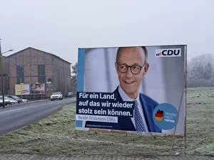 Election poster of the CDU for the Bundestag election on 23 February 2025 with a portrait of the chancellor candidate