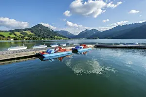 Electric boats and pedal boats at jetty