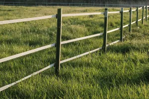 Electric fence separating fields in a farm