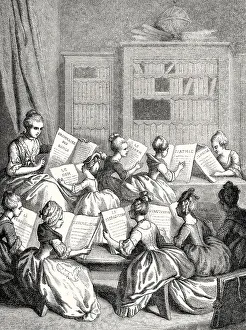 Elegant ladies in a Women's literary salon