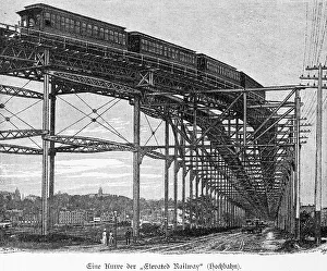 Elevated railway, telegraph pole