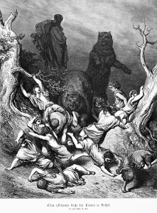 Elisha or Elisens curses the boy at Bethel