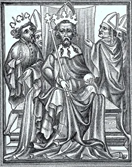 Emperor Charles IV in Imperial Order with his son Wenceslas and bishops
