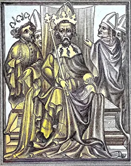 Emperor Charles IV in Imperial Order with his son Wenceslas and bishops