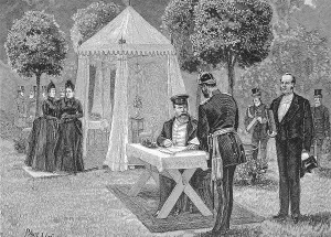 Emperor Heinrich in front of his marquee