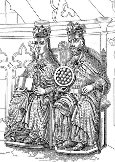 Emperor Otto I and his wife Editha as statues in the chapel of Magdeburg Cathedral