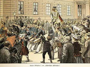 Emperor Wilhelm I at the historical corner window