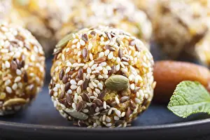 Energy ball cakes with dried apricots
