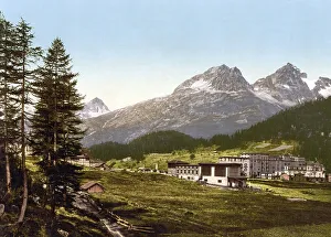 Engadin, St. Moritz and view of the mountains Pulaschin
