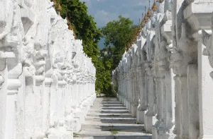 The entire Tipitaka Pali canon of Theravada Buddhism is set on 729 marble slabs
