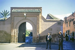 Entrance doorway to Bahia Palace, Marrakech, Morocco, north Africa 1973, Africa