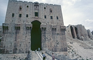 Entrance gate from the 13th century, citadel, Aleppo, Syria, May 1987, vintage, retro, old, historical, Asia