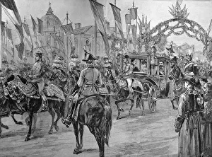 Entrance procession of the newly married heirs apparent of the Romanian throne in Bucharest