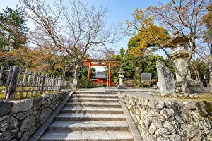 Entrance with red torii, Shogan-ji Buddhist temple complex