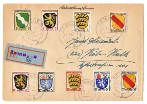 Envelope from 1947 with stamps of the French sector