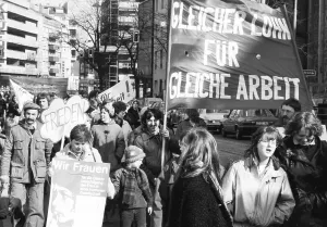 Equal pay was one of the main demands of woman at the International Women's Day demonstration in Duesseldorf