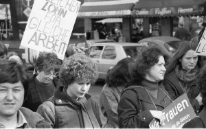 Equal pay was one of the main demands of woman at the International Women's Day demonstration in Duesseldorf