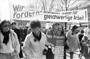 Equal pay was one of the main demands of woman at the International Women's Day demonstration in Duesseldorf