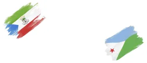 Equatorial Guinea and Djibouti Flags on White Background