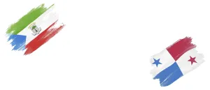 Equatorial Guinea and Panama Flags on White Background