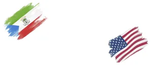 Equatorial Guinea and United States Flags on White Background