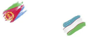 Eritrea and Uzbekistan Flags on White Background