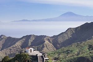Ermita de San Juan chapel, at the back Mount Teide volcano on Tenerife