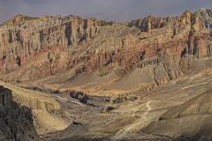 Eroded mountain landscape in the Kingdom of Mustang